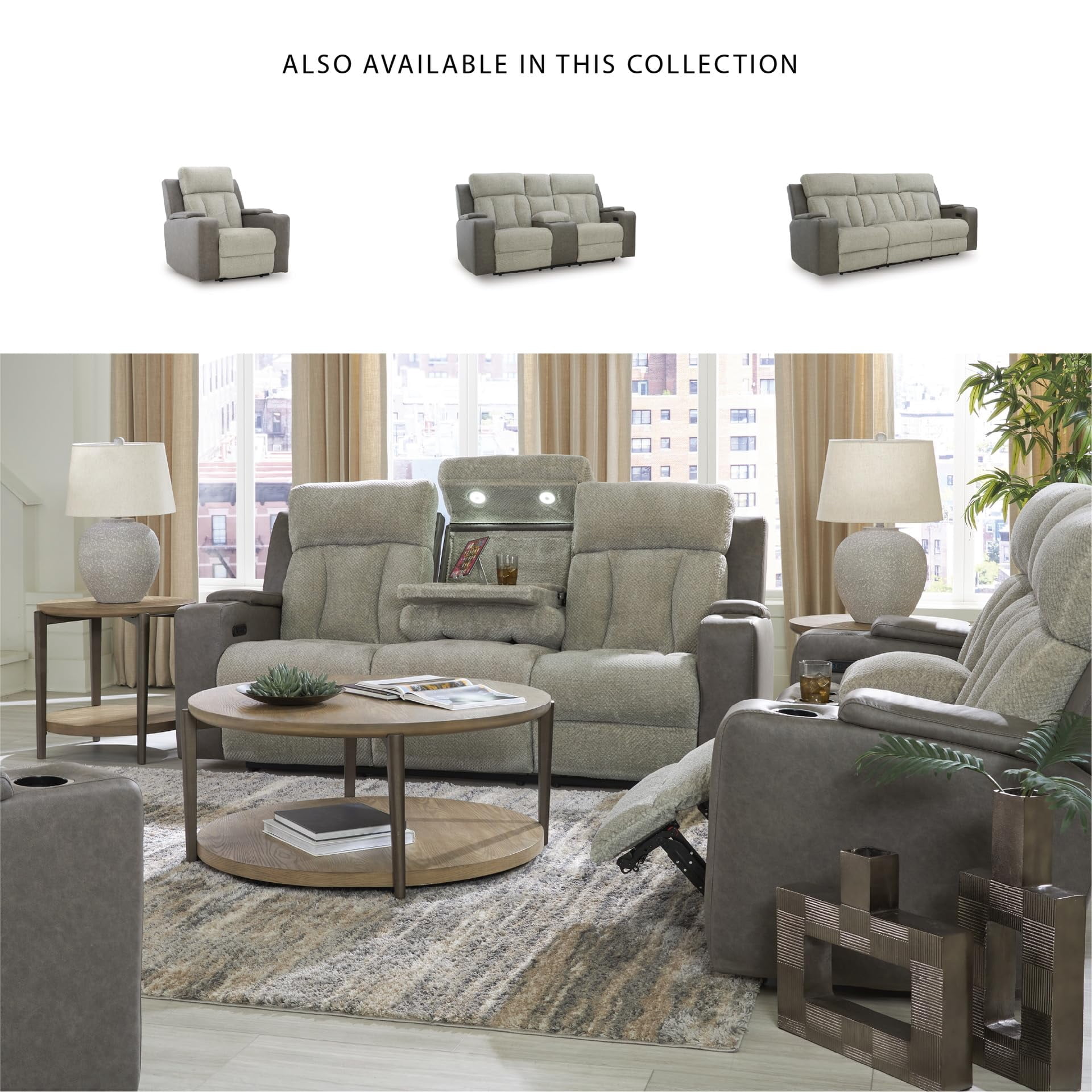 Signature Design by Ashley Point Clear Gray Power Reclining Loveseat