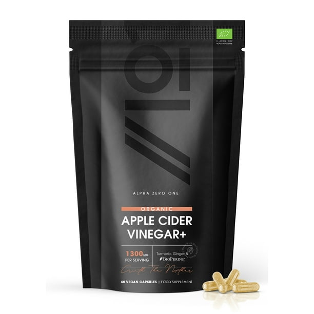 Organic Apple Cider Vinegar Pills 1300mg Made with Turmeric, Ginger