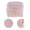 thumbnail image 4 of Unique Bargains 1 Pc Letter A Pattern Makeup Bag for Travel Pink Corduroy, 4 of 6