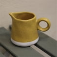 thumbnail image 3 of Yellow Stoneware Milk Pitcher With Handle Multi-Use Ceramic Sauce Pot Gravy Boat, 3 of 5