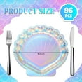 thumbnail image 2 of 96 Pcs Mermaid Paper Plates Seashell Plates Party Supplies 9 Inch Disposable Iridescent Holographic for Girl Kids Birthday Party Decorations, 2 of 7