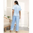 thumbnail image 5 of Ekouaer Silk Pajamas for Women Satin Short Sleeve Pajamas Set with Ruffle 2 Pieces Button Down Tops and Pants, 5 of 7