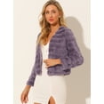 thumbnail image 2 of Abrigo mullido de piel sintétisin cuello chaquerecortacálide invierno pamujer Morado claro M, 2 of 6