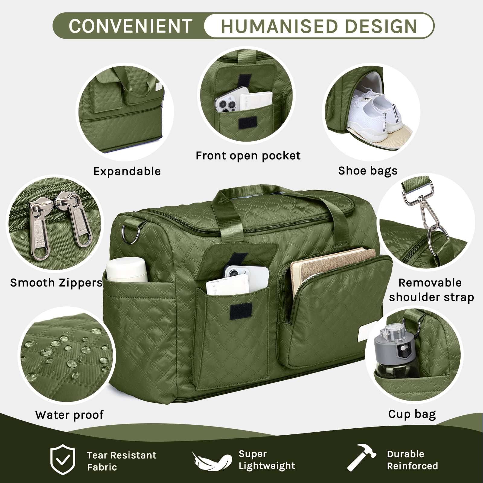 Joyway 2-Piece Expandable Foldable Duffle Bag Set with Wet Pocket and Shoe Compartment, Waterproof Travel and Gym Bags for Men & Women