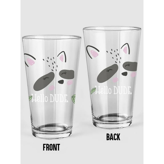 Smartprints Hello Dude Raccoon Pint Glass -Image by Shutterstock, 16 oz Transparent Glass