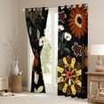 thumbnail image 3 of Homewish Rustic Flower Floral Black Out Curtains,Ancient Boho Style Curtains Pack of 2 (42x63 Each),Black Red Orange Bedroom Curtains For Adult,Breathable Home Decor, 3 of 6
