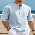 thumbnail image 2 of Hawaiian Seersucker Cardigan Men‘s Button Down Long Sleeve Plus Size Shirt, 2 of 5