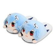 Roffatide Anime Neon Genesis Evangelion Fuzzy Slippers Rei Ayanami House Slippers Closed Toe Open Back Foam Slippers with Rubber Sole for Women Girls One size