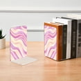 thumbnail image 6 of Acrylic Bookends 2 Pairs Decorative Book Stoppers for Home Office Desk Organizer Pastel Pink Wavy Lines, 6 of 6