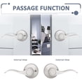 thumbnail image 4 of Passage Door Lever [NonLocking Lever Set] NonLocking Door Handle Set for Hallway or Closets Keyless Satin Nickel Finish Wave Door Lock Reversible Right & Left Side Hande, 4 of 7