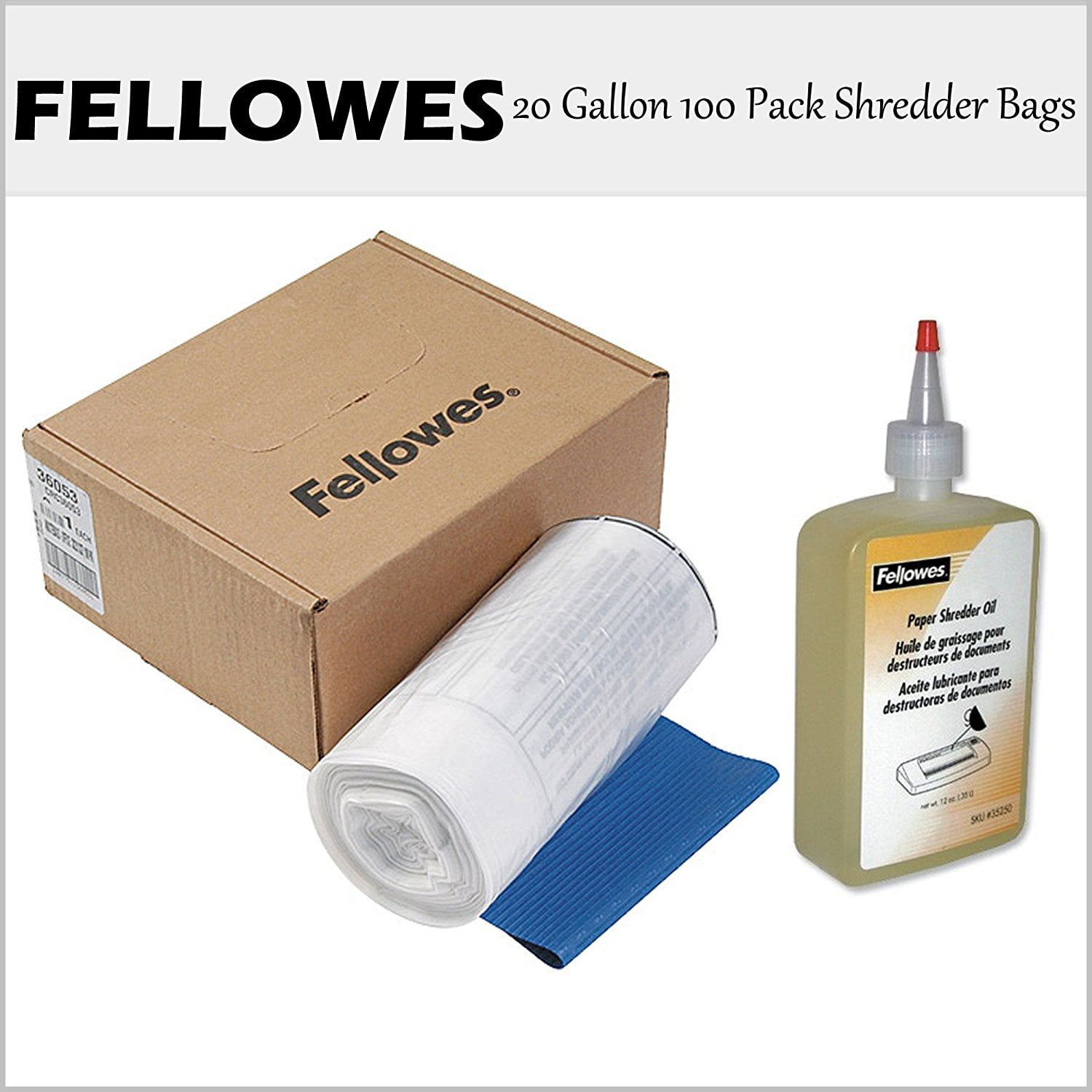 36053 Powershred Waste Bags 100 PK Fellowes Fel36053 for sale online 