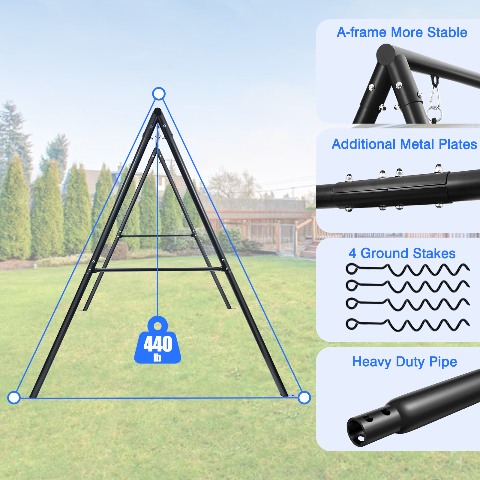 Hapfan 3 In 1 Heavy Duty Swing Set For Backyard With Platform Swing