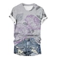 thumbnail image 4 of Sexlip Womens Swimsuit Set Faded Abstract Print Cover Up Design Crew Neck Short Sleeve Casual Silhouette Sun Protection Fabric for Beach Wear Gray XXL, 4 of 6