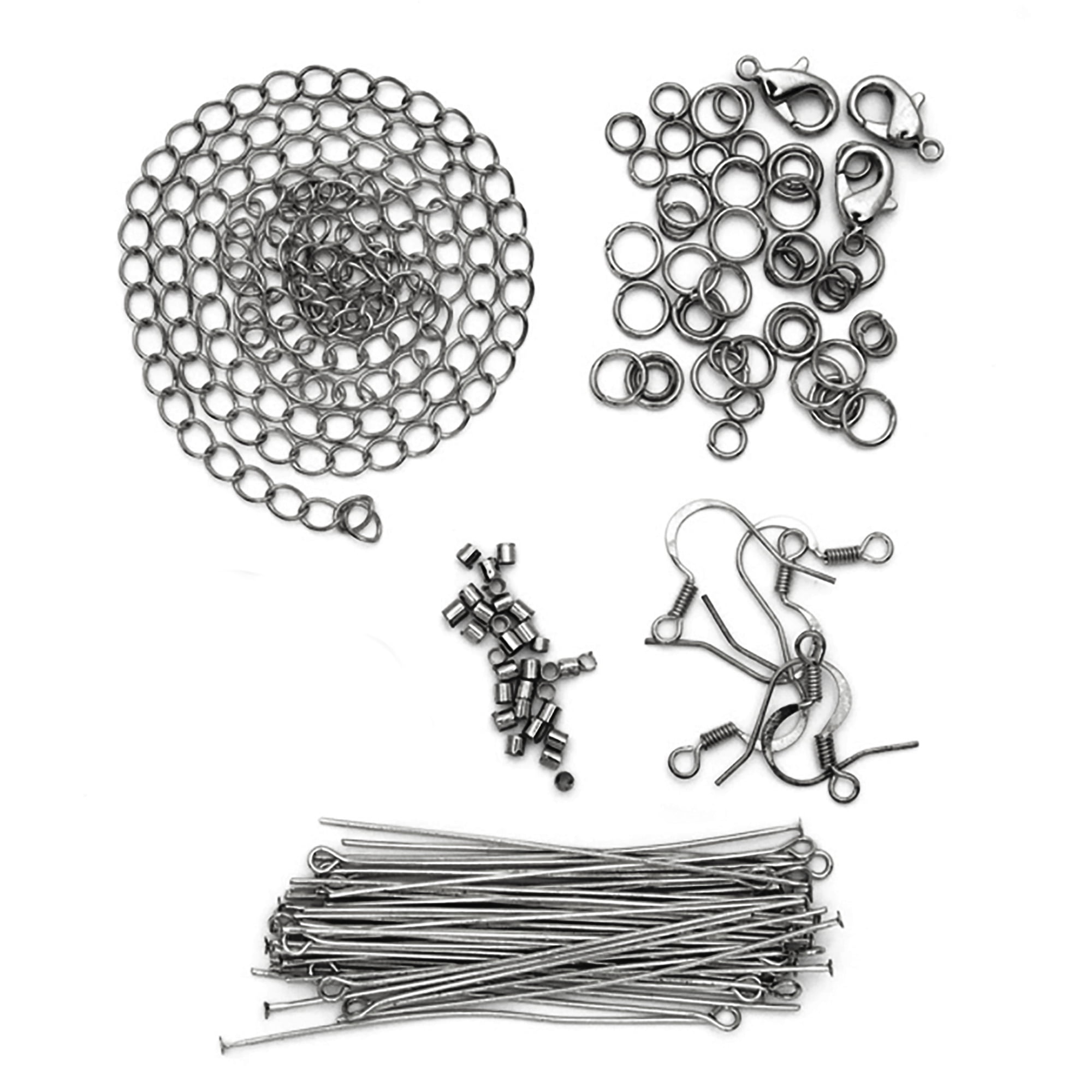 Cousin DIY Jewelry Making Metal Findings Starter Pack, 75 Pc, Gunmetal Finish