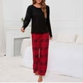 thumbnail image 5 of Women's Plaid Two Piece Pajamas Stylish Long Sleeve Pullover Tops with Long Pants Sleepwear Classic Soft Lounge Sets Sweatsuits, 5 of 5