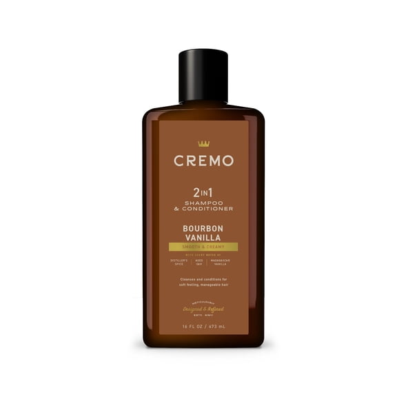 Cremo 2-in-1 Men's Shampoo & Conditioner, Bourbon Vanilla Scent, 16 fl oz