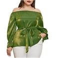 thumbnail image 2 of mfyjkho Tops De Moda Para Mujer, Cuello Inclinado De Color Liso Para Mujer Y Elegante Manga De Hoja Tops De Tallas Grandes Xxxxl, 2 of 5
