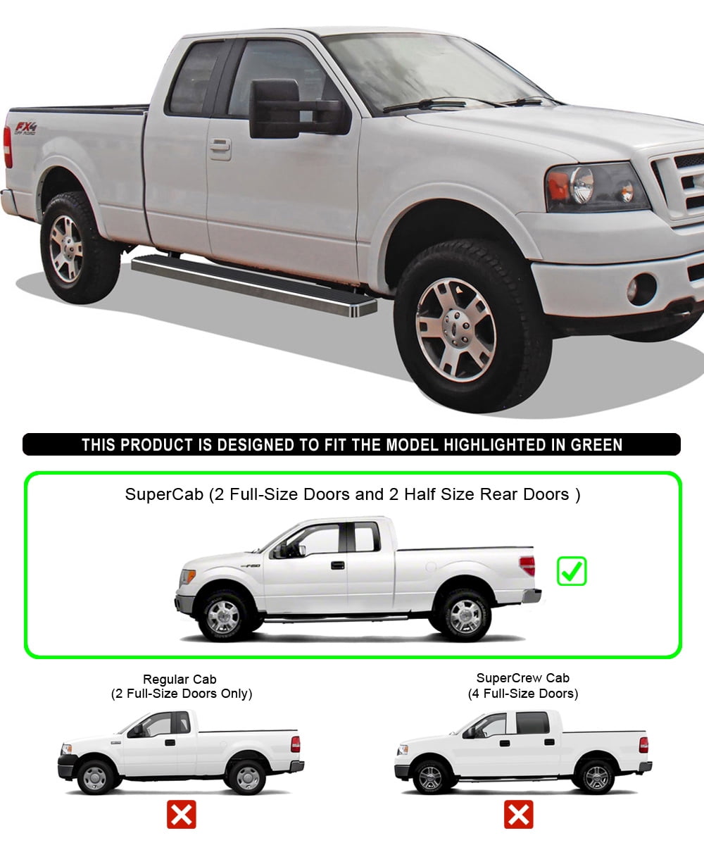 APS Running Boards 6 inches Compatible with Ford F150 2004-2008 Super Cab (Exclude Heritage) (Nerf Bars Side Steps Side Bars)