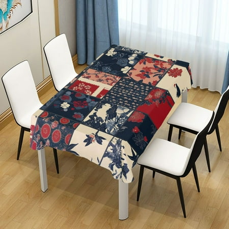 

ALAZA Ethnic Bohemia Flower on Checkered Rectangle Tablecloth Tablecover Dinning Table Cloth 54 x72