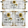 thumbnail image 2 of Farm Sunflowers Kitchen Curtains Valances and Tier Set,3 Pieces Rod Pocket Tiers Curtain Vintage Yellow Floral and Bee Small Window Valance Sets Treatment Drapes Sunshine Texts Grey Wood Plank, 2 of 6