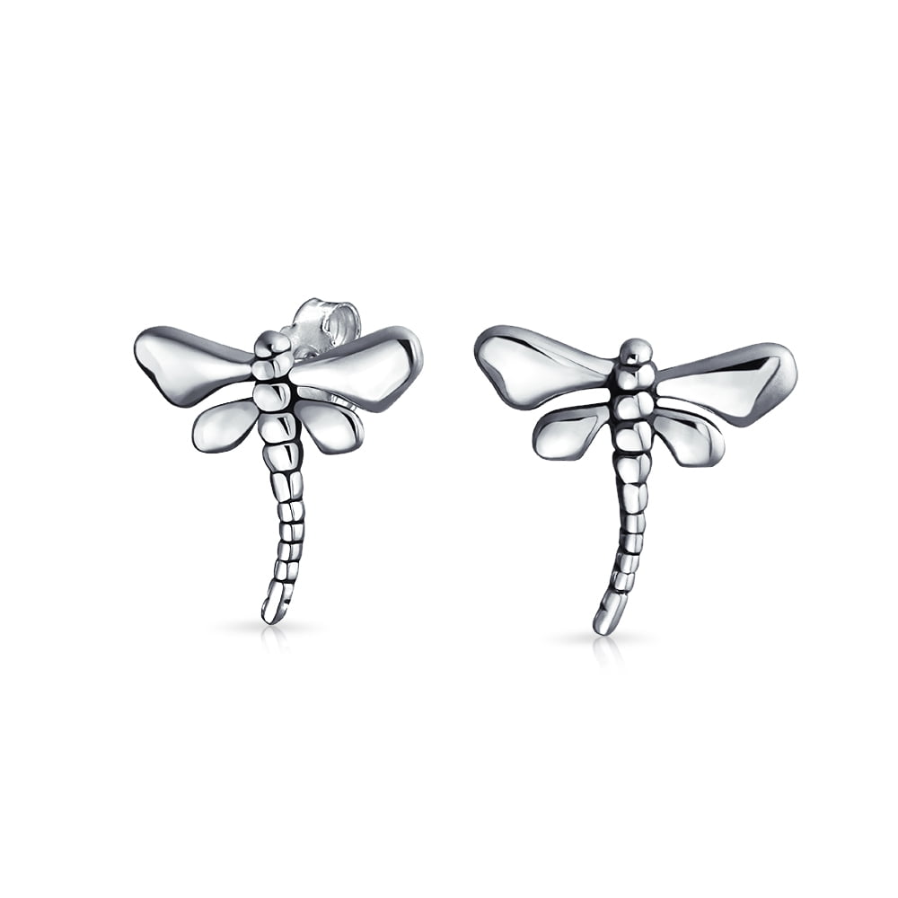 Tiny Sterling Silver Dragonfly Earrings