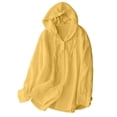 thumbnail image 2 of Nooxsoe Womens Cotton Linen Hoodies Sun Protection Long Sleeved Crinkled Gauze Sheer Drawstring Hood Crinkle Gauze Shirts Linen Shirts for Women Womens Short Sleeve Tops Yellow L, 2 of 3