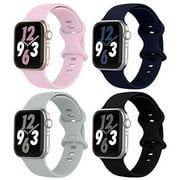 WASPO 4 Packs Compatible with Apple Watch bands 38mm 40mm 42mm 44mm, Soft Silicone Replacement Sport Bands Compatible with iWatch Series 6/5/4/3/2/1 SE