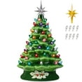 thumbnail image 2 of Best Choice Products 15in Hand-Painted Ceramic Christmas Tree, Pre-Lit w/2 Star Toppers, 128 White/Multi Lights - Green, 2 of 8