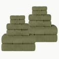 thumbnail image 3 of Superior Zero Twist Cotton Waffle Border 12-Piece Towel Set, Forest Green, 3 of 11