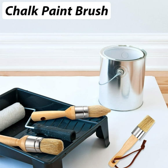 3 Pieces Chalk and Wax Paint Brushes Bristle Stencil Brushes for Wood Furniture Home Decor,Round Chalked Paint Brushes