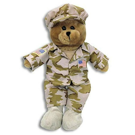 US Military Desert Fatigue Teddy Bear Plays God Bless the USA by ...