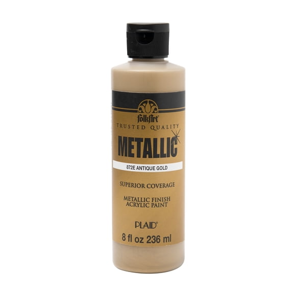 FolkArt Metallic Acrylic Craft Paint, Metallic Finish, Antique Gold, 8 fl oz