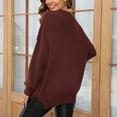 thumbnail image 4 of Jjayotai Women's Solid Knit Sweaters, 2024 Winter Crew Neck Drop Shoulder Long Sleeve Sweater, Oversized Casual Pullover Tops Brown L, 4 of 5