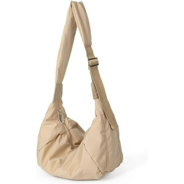 LHSHID Nylon Tote Bag for Women Puffer Crossbody Bag Lightweight Shoulder Bag Padded Hobo Crescent Bag Dumpling Bag