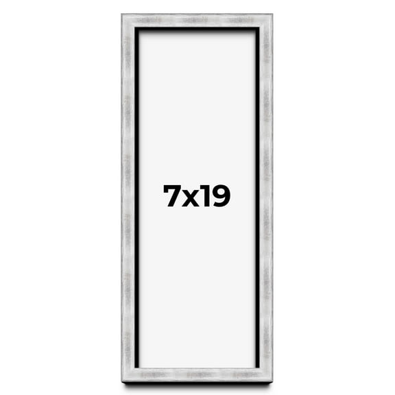 7x19 Frame Brushed Silver Solid Wood Picture Frame | 0.75 Inch Moulding Width | Rabbet Depth 0.75