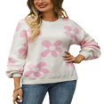 thumbnail image 2 of Ladies‘ Loose Knit Pullovers with Long Sleeves and Drop Shoulders in Floral Design, 2 of 9