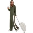 thumbnail image 2 of Women 2 Piece Outfits Airport Travel Vacation Sweatsuits Wide Leg Pants Lounge Set 2025 Fashion Clothes, 2 of 10