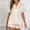 #031-White, variant on Women's Solid Color Notch Lapel Button Front Drawstring Pajama Set with Short Sleeve and Shorts for Sleep and Lounge