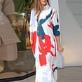 thumbnail image 1 of EGNMCR Robes de Vacances pour Femmes Robe Décontractée à Manches Longues avec Boutons et Imprimé Contrasté, 1 of 9