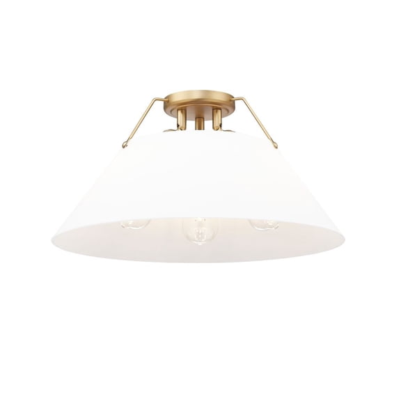 3306-3FM BCB-OP-Golden Lighting-Orwell - 3 Light Flush Mount-9.25 Inches Tall and 18.75 Inches Wide-Brushed Champagne Bronze Finish-Opal Shade Color