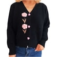 thumbnail image 2 of Ailaofu Women's Long Sleeve Knit Sweater Open Front Cardigan Button Loose Outerwear, 2 of 5