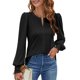 thumbnail image 3 of Blusas Informales Elegantes para Mujer, Blusas de Moda para Negocios, Camisas de Larga con Cuello Redondo, Conjuntos de Otoño para Maestras. Negro XL, 3 of 7
