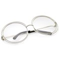 thumbnail image 4 of sunglassLA Female Women's Oversize Wire Frame Clear Lens Round Eyeglasses 62mm (Silver / Clear) - 62mm, 4 of 4