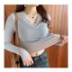 thumbnail image 4 of Qarigey Ropa interior cálida para mujer, ropa de otoño, Tops, camiseta gruesa de lana, lencería de fondo, camiseta interior de manga larga Camisetas sin mangas Albaricoque, 4 of 6