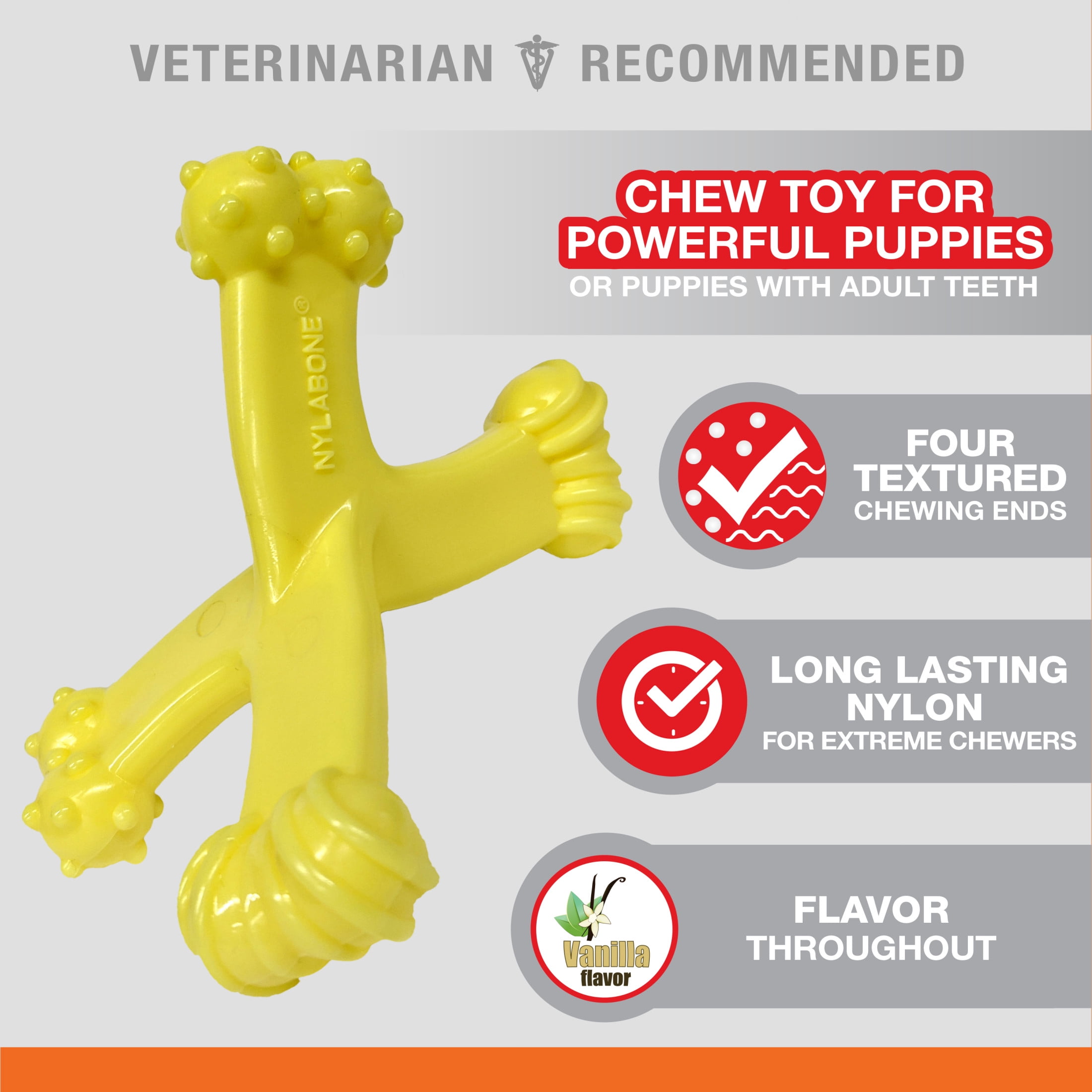 Nylabone Puppy Power Chew Axis Bone Nylon Chew Toy Vanilla Small (1 Count)