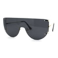 thumbnail image 3 of Minimalist Rimless Flat Top Mono Block Lens Premium Optical Quality Sunglasses Gold Black, 3 of 4