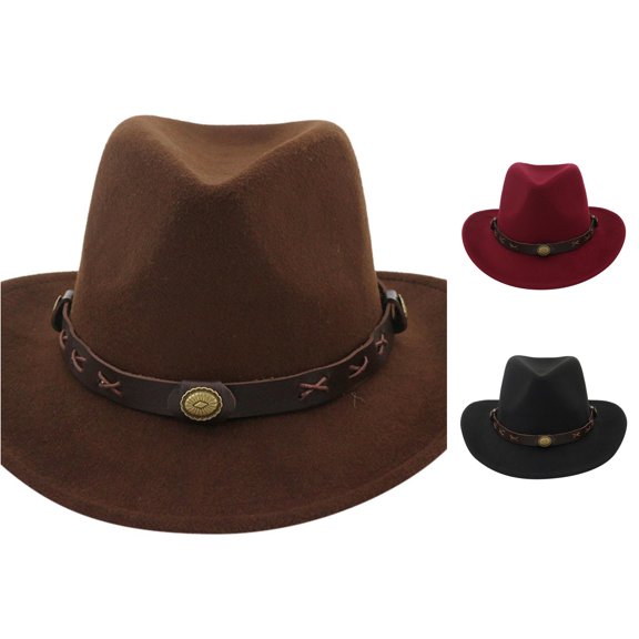 LiuXxxx Winter Woven Cowboy Hat Classic Cattleman Outdoor Headwear for Men Women Coffee