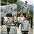 thumbnail image 4 of Zylanna Men's Hooded Windbreaker Bomber with Zipper Pockets, Lightweight Full Zip Outdoor Waterproof Hiking Jackets for Outdoor Gray, 4 of 9