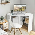 thumbnail image 2 of Ginatex Corner Computer Desk, Space-saving Triangular Writing Desk, Multi-functional Console Table for Small Space in Home Office, White, 2 of 8