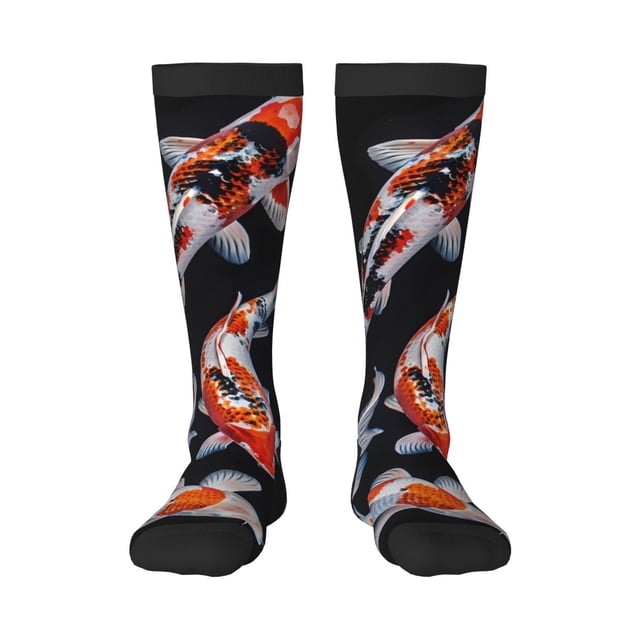 Balery Tricolor Koi Fish Trio Calcetines novedosos Calcetines deportivos Calcetines hasta la rodilla Calcetines de algodón Calcetines originales y geniales